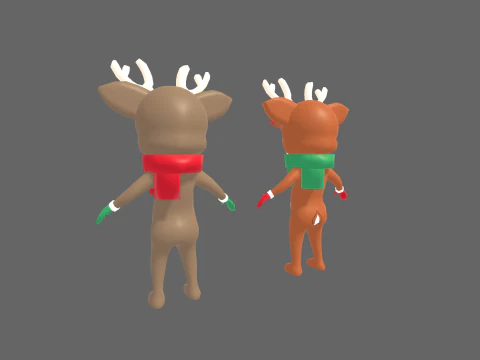 Low Poly Deer Humanoid - Fantasy Characters Pack 3D Model