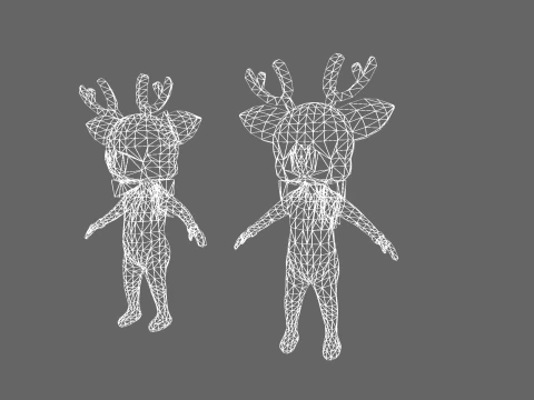Low Poly Deer Humanoid - Fantasy Characters Pack 3D Model