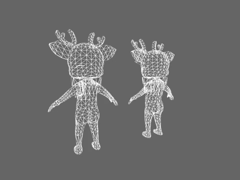 Low Poly Deer Humanoid - Fantasy Characters Pack 3D Model