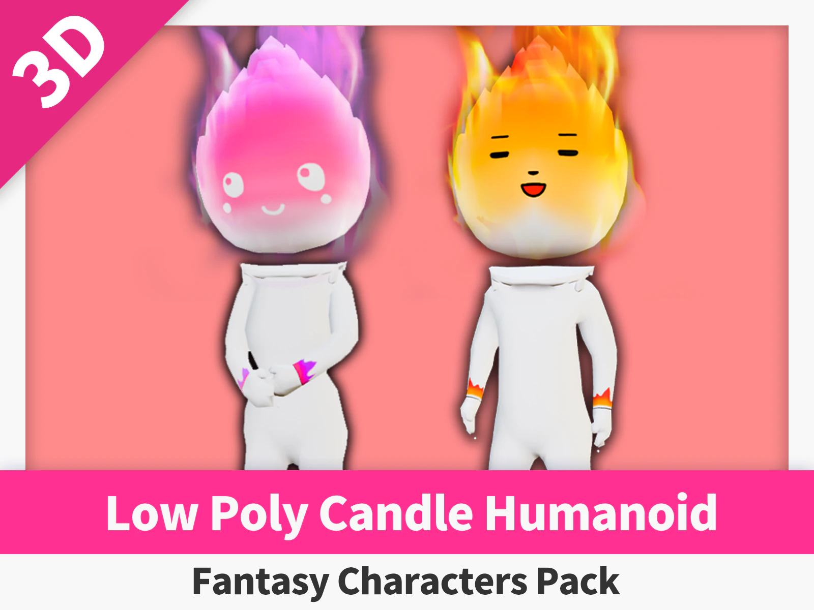 Low Poly Candle Humanoid - Fantasy Characters Pack 3D Model .c4d .max .obj .3ds .fbx .stl .blend 
