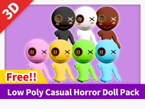 Low Poly Casual Horror Doll Pack 3D 模型