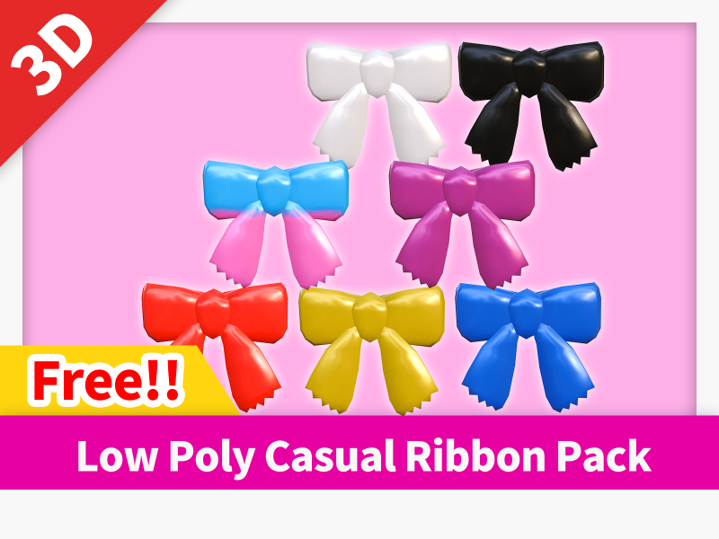 Low Poly Casual Ribbon Pack 3D Model .c4d .max .obj .3ds .fbx .stl .blend 