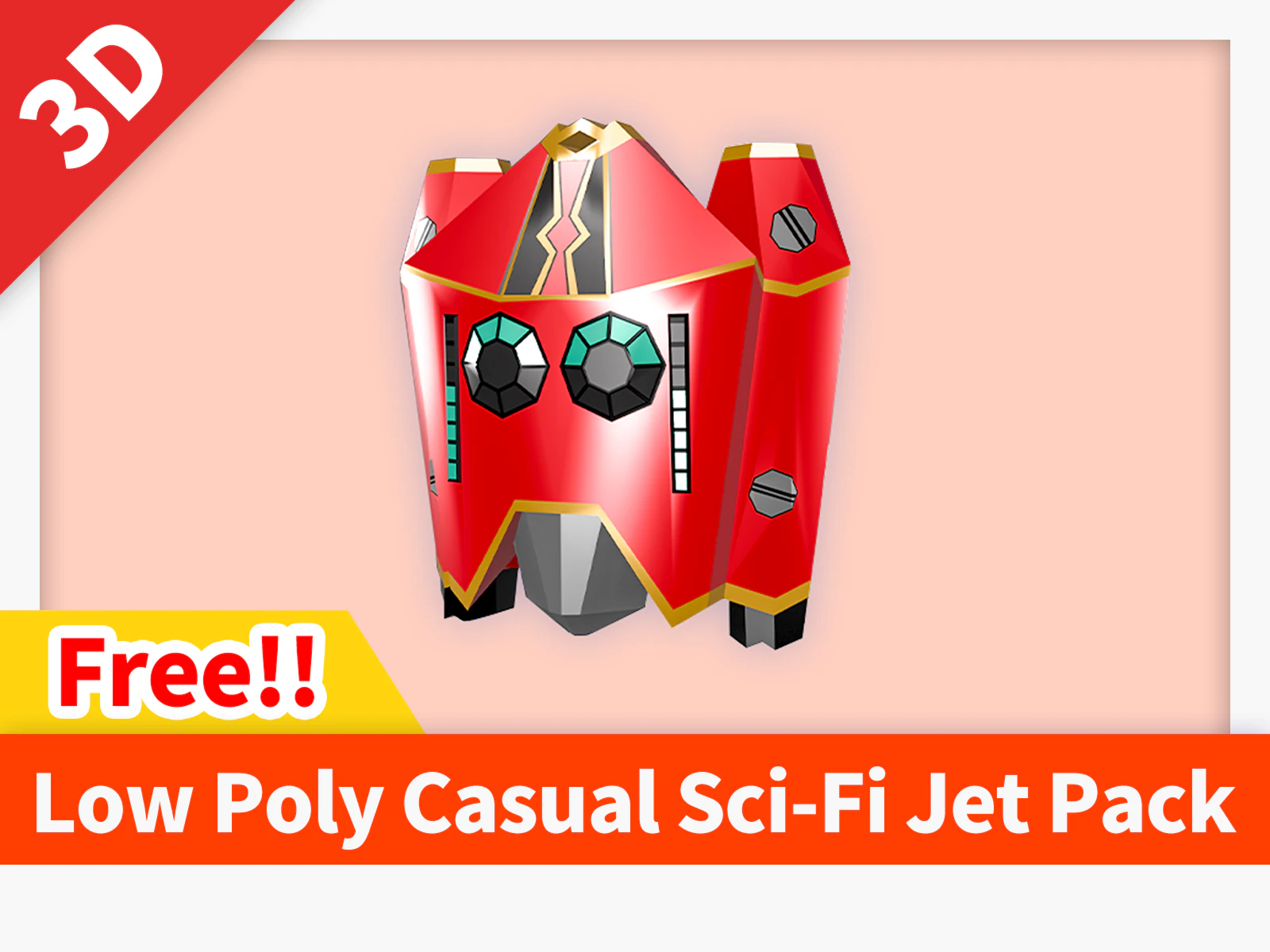 Low Poly Casual Sci-Fi Jet Pack 3D Model .c4d .max .obj .3ds .fbx .stl .blend