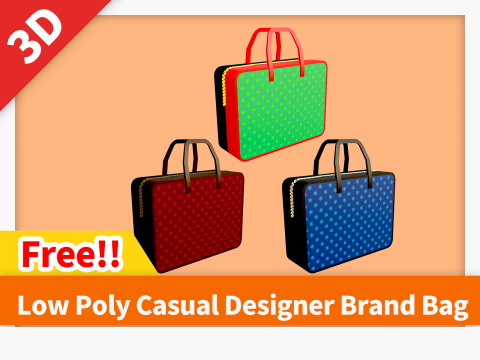 Low Poly Casual Designer Brand Bag 3D Model