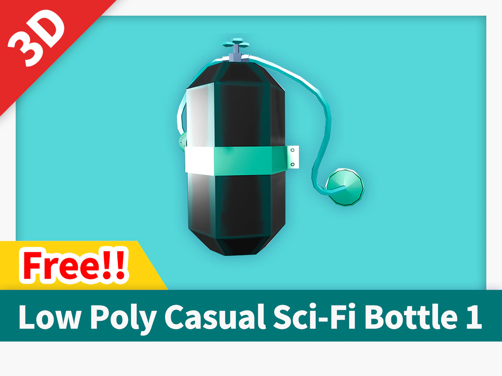 Low Poly Casual Sci-Fi Bottle 1 3D Model .c4d .max .obj .3ds .fbx .stl .blend 