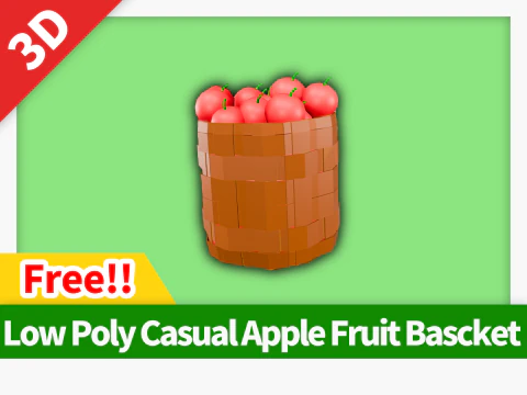 Cesta de frutas de manzana informal de baja poli Modelo 3D
