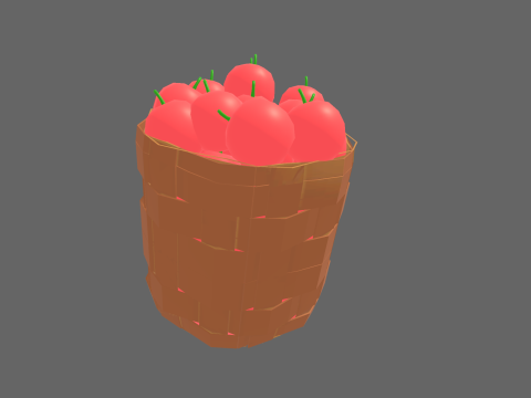 Low Poly Casual Apple Fruit Bascket Model 3D