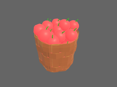 Low Poly Casual Apple Fruit Bascket Model 3D