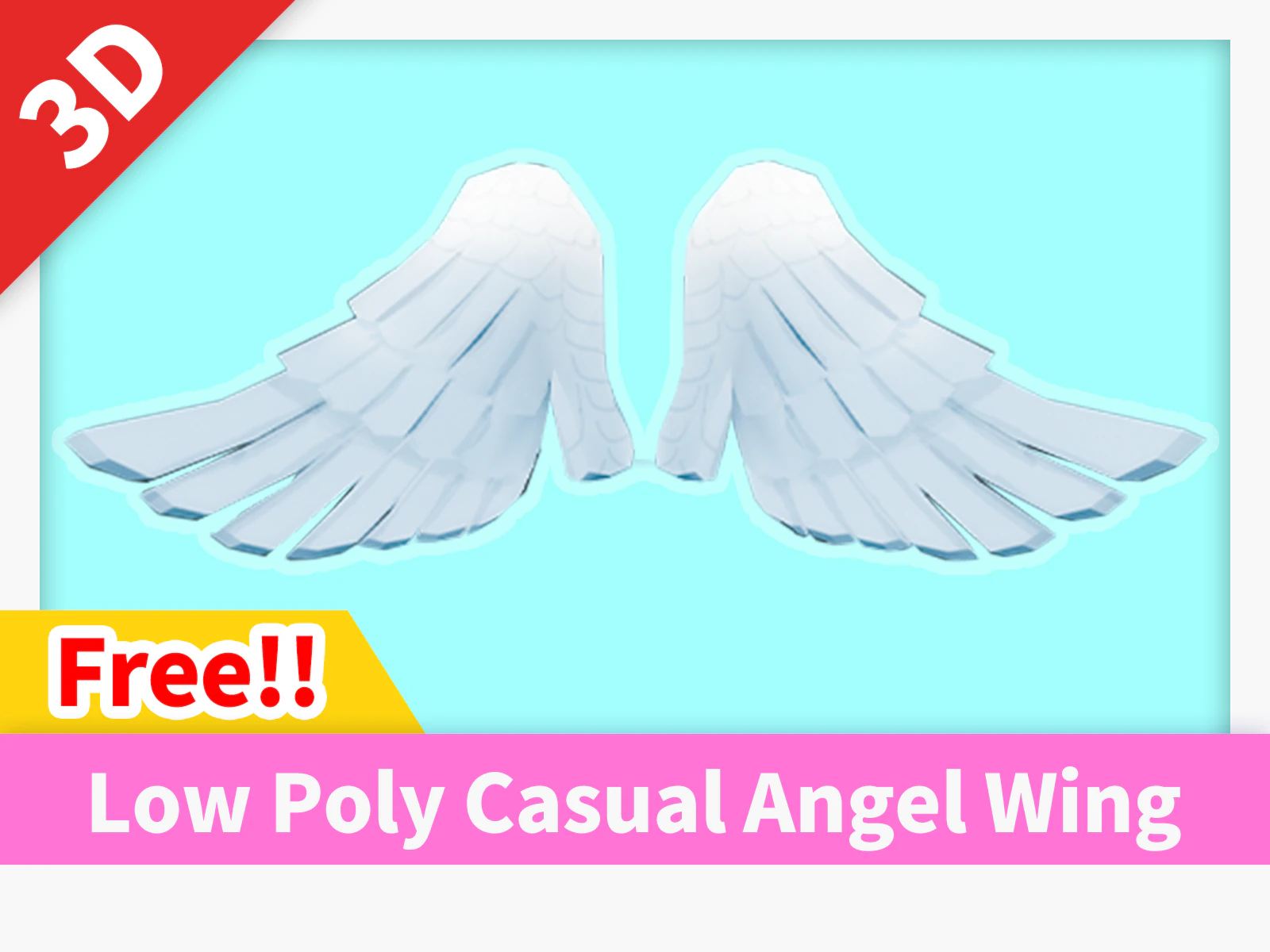Low Poly Casual Angel Wing 3D Model .c4d .max .obj .3ds .fbx .stl .blend 