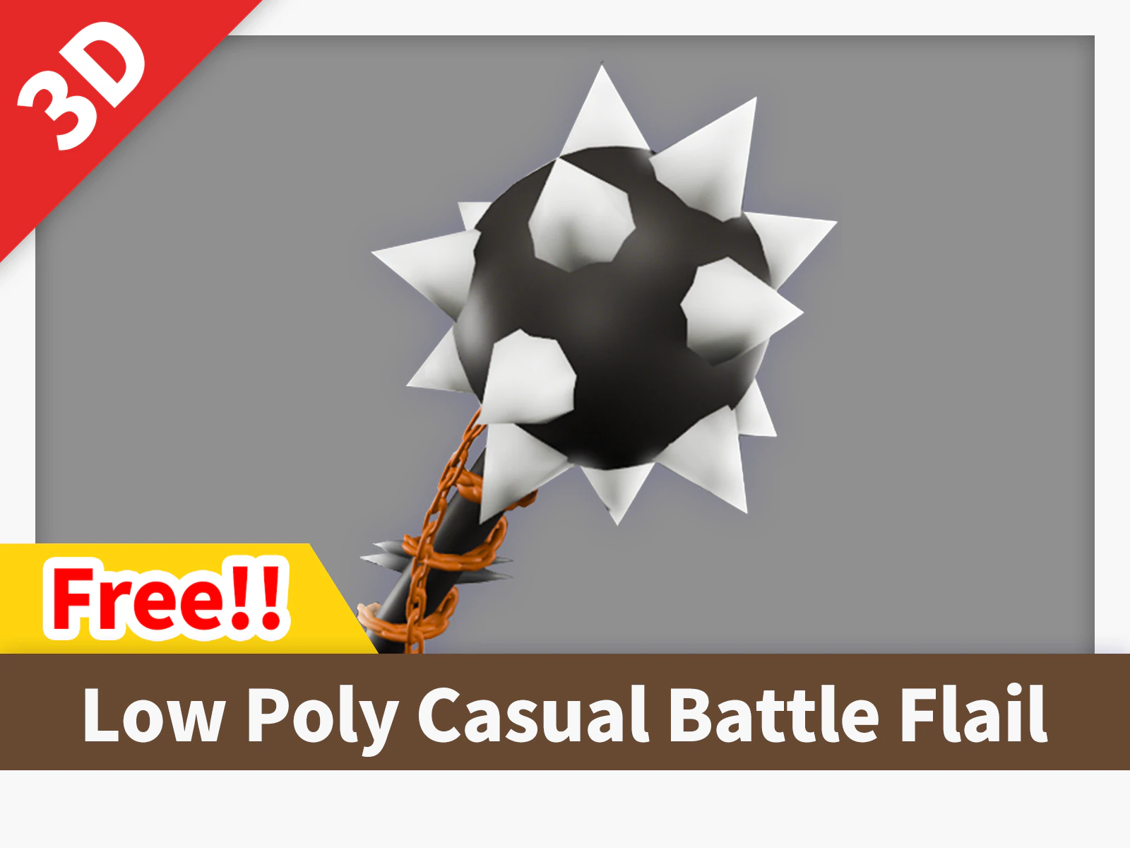 Low Poly Casual Battle Flail 3D Model .c4d .max .obj .3ds .fbx .stl .blend 
