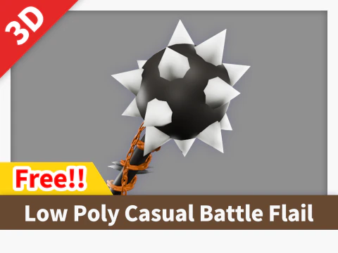 Повсякденний бойовий ціп із низьким полі 3D Модель