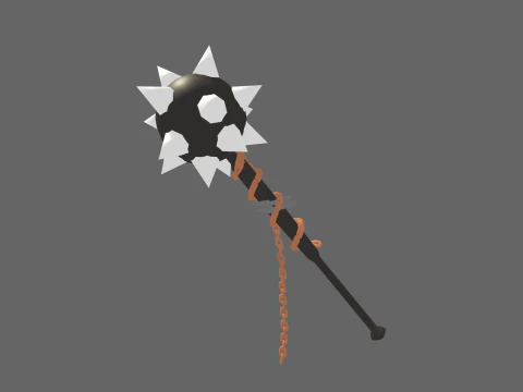 Low Poly Casual Battle Flail 3D Model