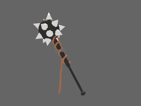 Low Poly Casual Battle Flail 3D Model