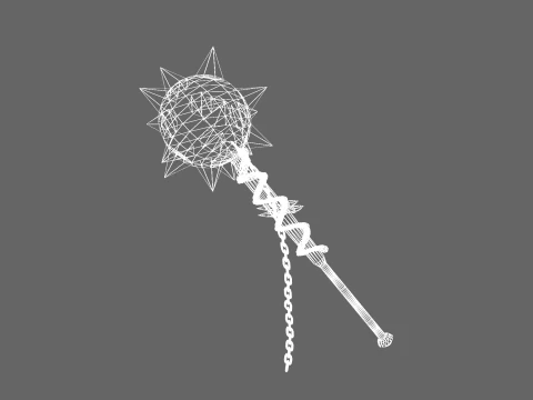 Low Poly Casual Battle Flail 3D Model
