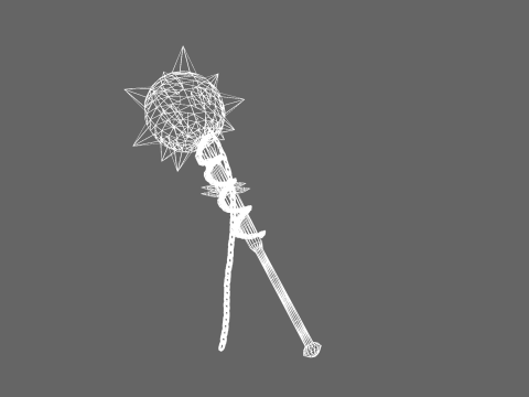 Low Poly Casual Battle Flail Model 3D
