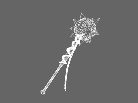Low Poly Casual Battle Flail 3D Model