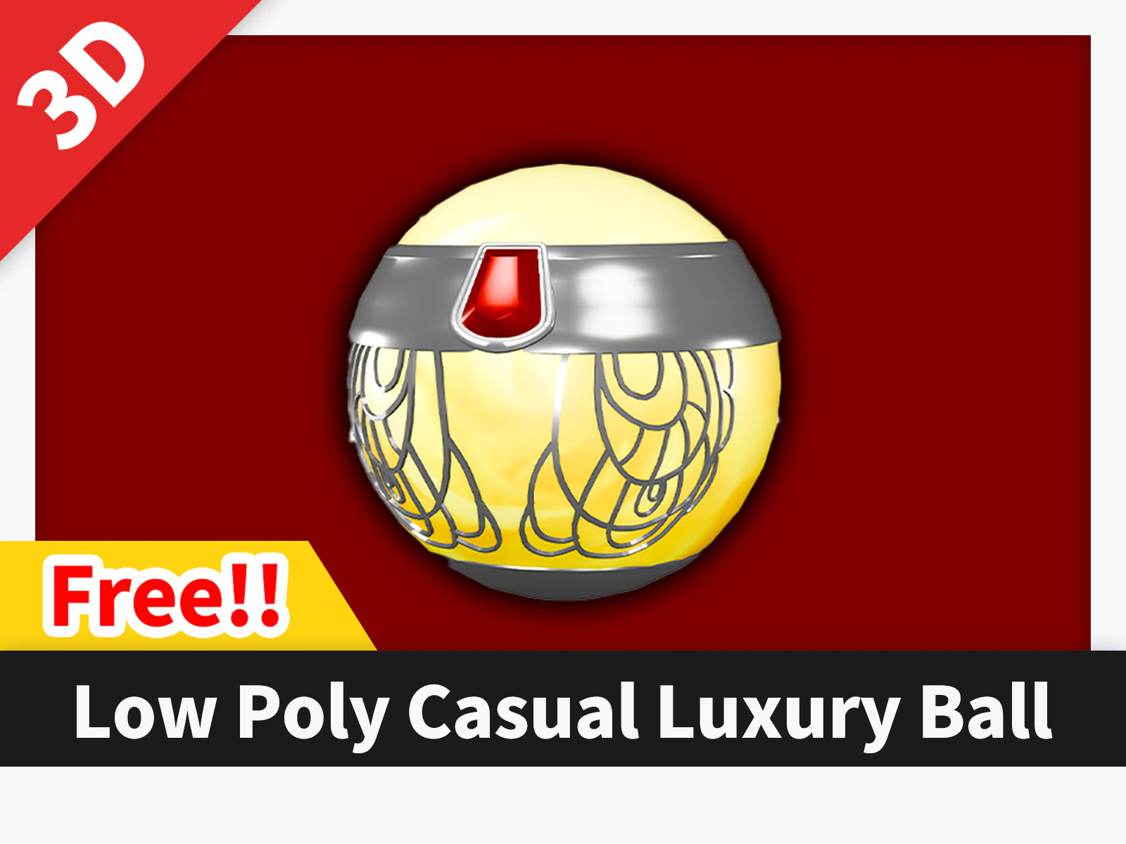 Low Poly Casual Luxury Ball 3D Model .c4d .max .obj .3ds .fbx .stl .blend 