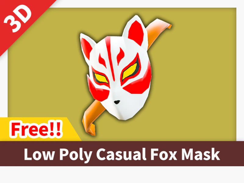 Maschera di volpe casual low poly Modello 3D .c4d .max .obj .3ds .fbx .stl .blend 