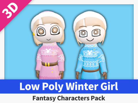 Low Poly Winter Girl - Fantasy Characters Pack 3D Модель