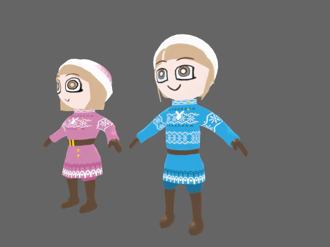 Low Poly Winter Girl - Fantasy Characters Pack 3D Model