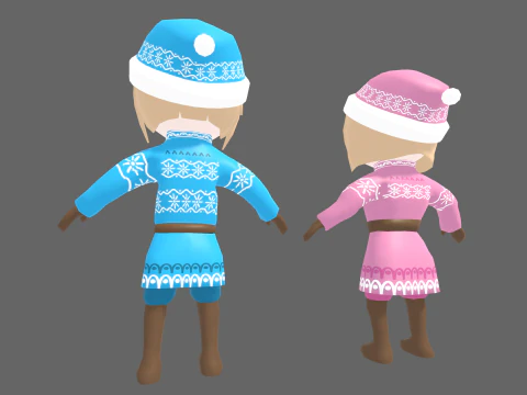 Low Poly Winter Girl - Fantasy Characters Pack 3D Model