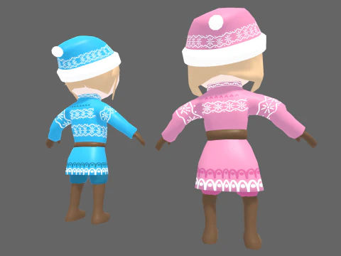 Low Poly Winter Girl - Fantasy Characters Pack 3D Model
