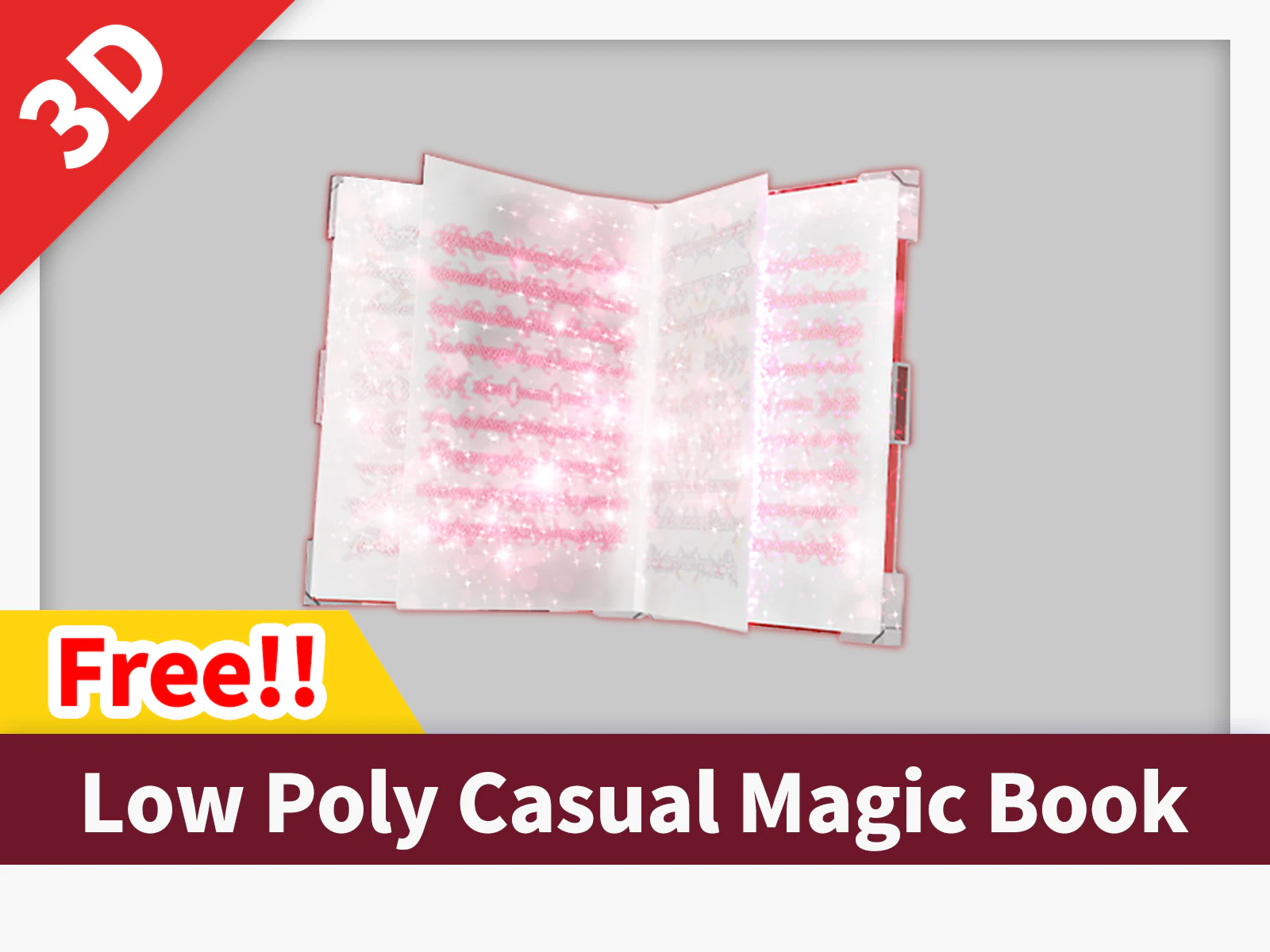 Low Poly Casual Magic Book 3D Model .c4d .max .obj .3ds .fbx .stl .blend