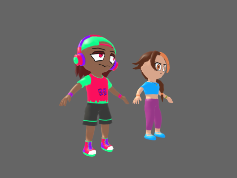 Low Poly Street Hip Hop Boy and Girl - Fantasy Characters Pack 3D Модель