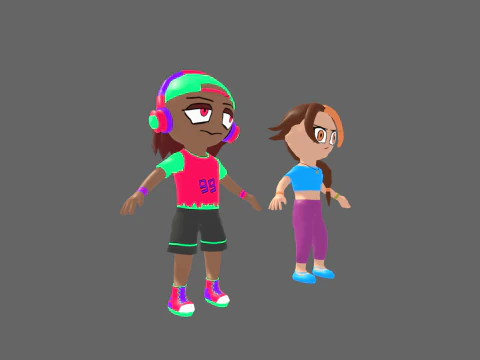 Low Poly Street Hip Hop Boy and Girl - Fantasy Characters Pack 3D Model