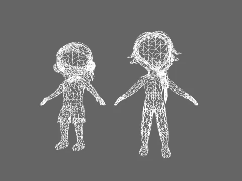 Low Poly Street Hip Hop Boy and Girl - Fantasy Characters Pack 3D Model
