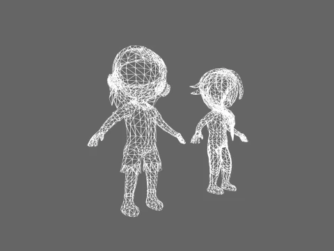 Low Poly Street Hip Hop Boy and Girl - Fantasy Characters Pack 3D Model