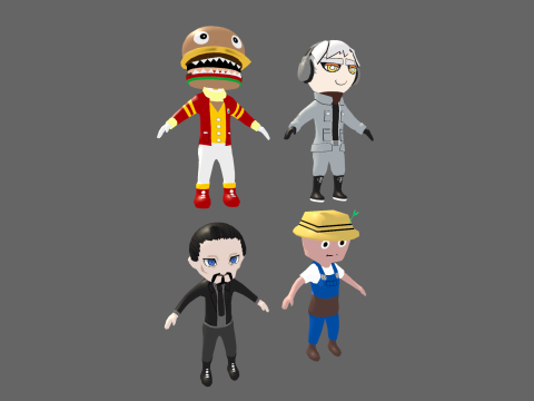 Low Poly 8 Profession - Fantasy Characters Pack 3D Model