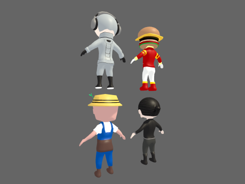 Low Poly 8 Profession - Fantasy Characters Pack 3D Model