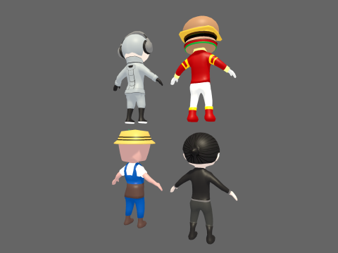 Low Poly 8 Profession - Fantasy Characters Pack 3D Model