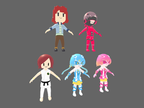 Low Poly 20 Casual Humanoids - Fantasy Characters Pack 3D Model