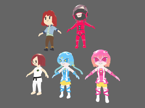 Low Poly 20 Casual Humanoids - Fantasy Characters Pack 3D Model
