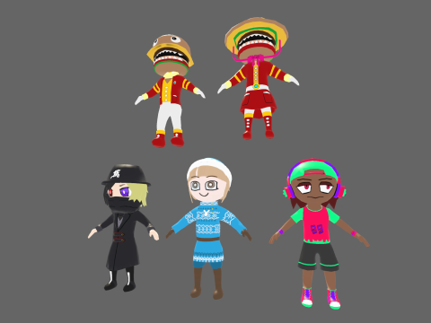 Low Poly 20 Casual Humanoids - Fantasy Characters Pack 3D Model