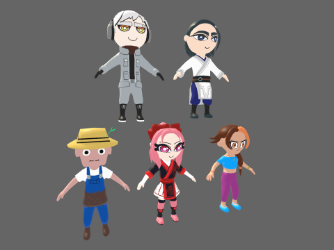 Low Poly 20 Casual Humanoids - Fantasy Characters Pack 3D Model