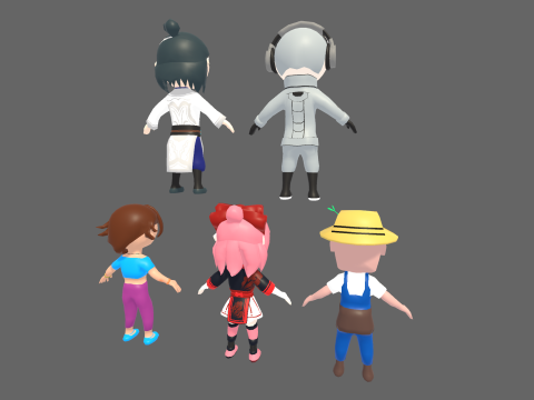 Low Poly 20 Casual Humanoids - Fantasy Characters Pack 3D Model