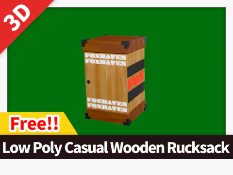 लो पॉली कैज़ुअल लकड़ी का रूकसाक 3D मॉडल