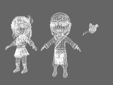Low Poly Asia Boy and Girl - Fantasy Characters Pack 3D 모델