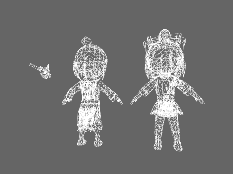 Low Poly Asia Boy and Girl - Fantasy Characters Pack 3D 모델