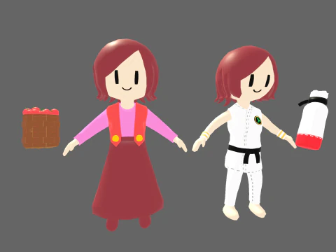 Low Poly Casual Girl Karate - Fantasy Characters Pack 3D Model
