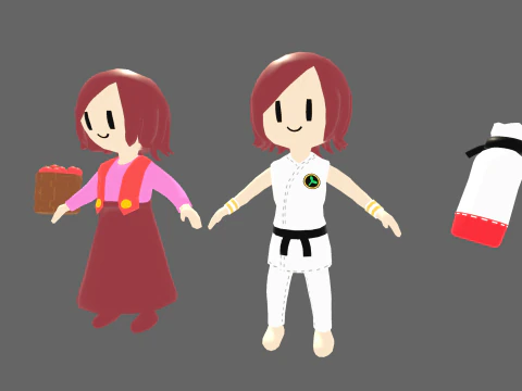 Low Poly Casual Girl Karate - Fantasy Characters Pack 3D Model