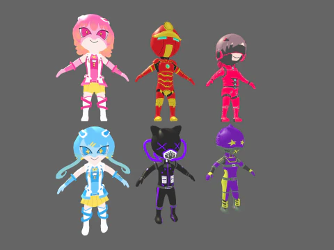 Low Poly 16 Heros - Fantasy Characters Pack 3D Model