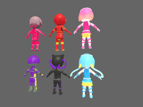 Low Poly 16 Heros - Fantasy Characters Pack 3D Model