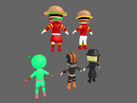 Low Poly 16 Heros - Fantasy Characters Pack 3D Model