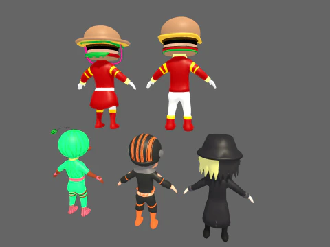 Low Poly 16 Heros - Fantasy Characters Pack 3D Model