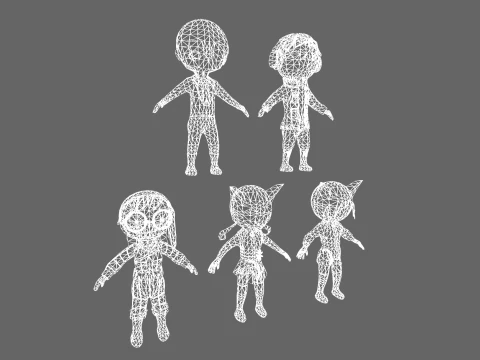 Low Poly 16 Heros - Fantasy Characters Pack 3D Model