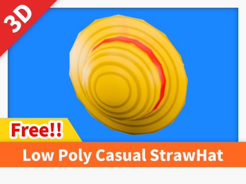 Low Poly Casual StrawHat 3D Model